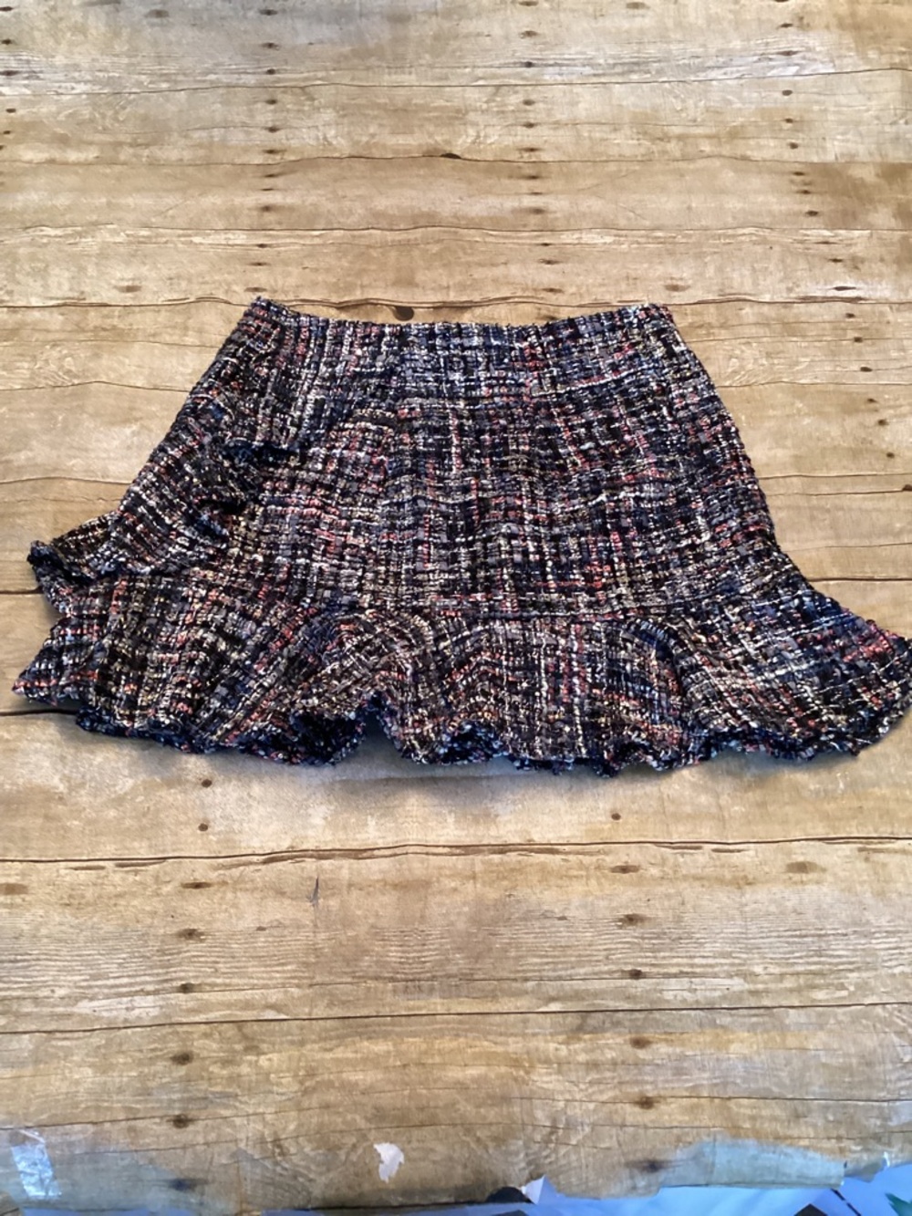 NWT Forever 21 Multi-Color Tweed Ruffle Mini Skirt